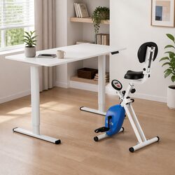 Electric Standing Desk with Under Desk Folding Exercise Bike 120cm Motorised