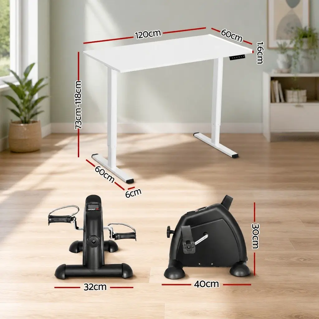 Electric Standing Desk with Integrated Exercise Bike