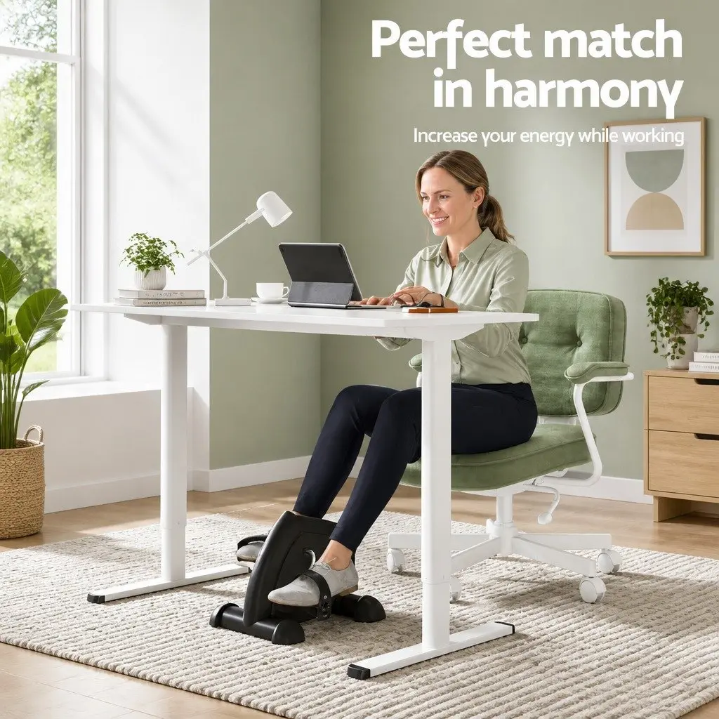 Electric Standing Desk with Integrated Exercise Bike