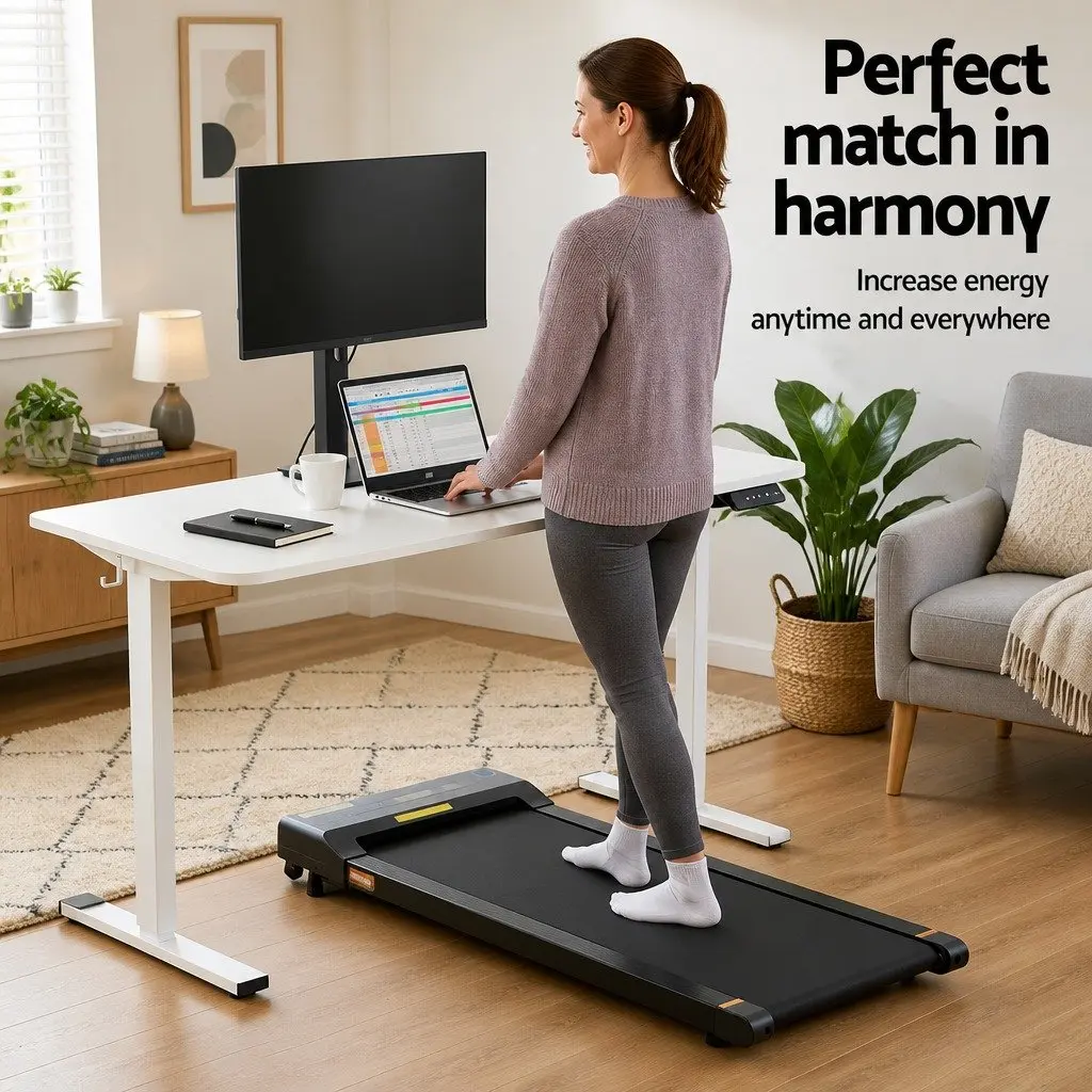 Electric Standing Desk Treadmill Combo Melamine Faced Chipboard 140cm Black