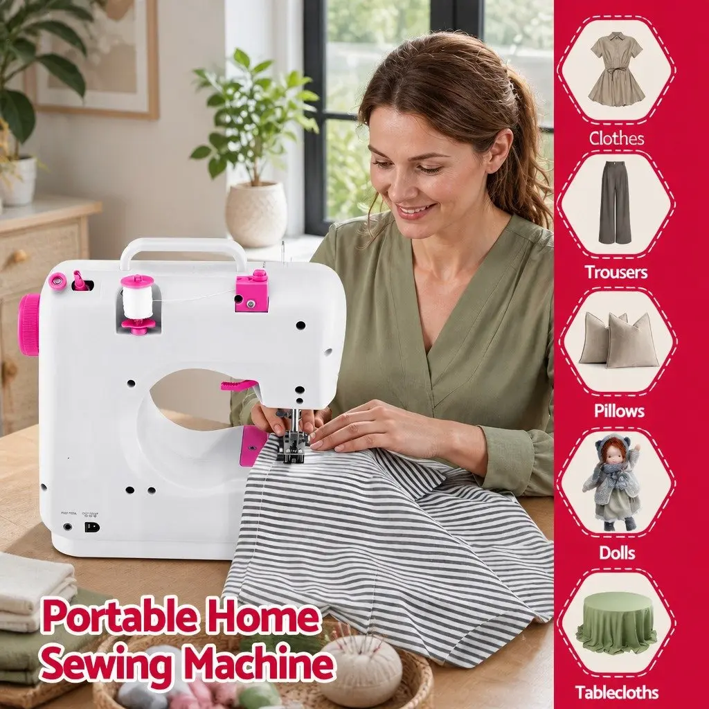 Mini Sewing Machine with 12 Stitches and LED Light