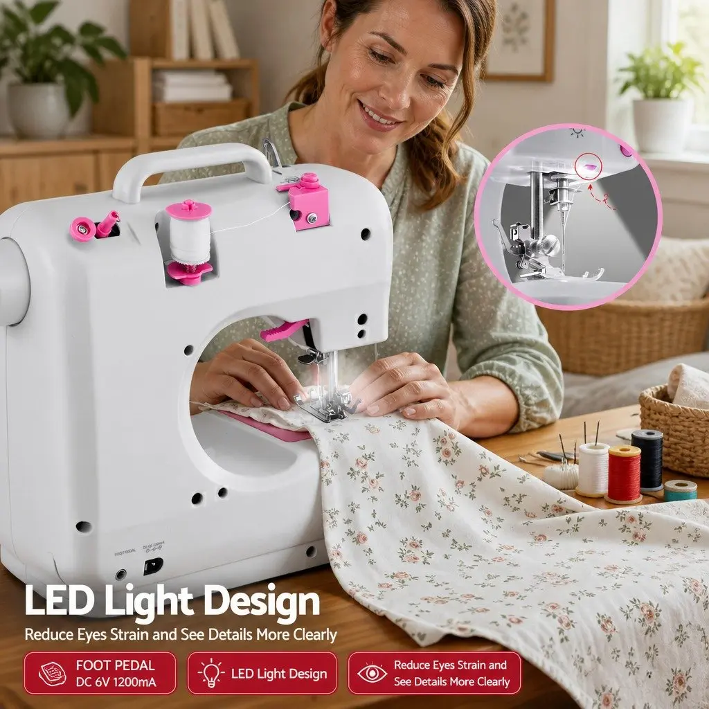 Mini Sewing Machine with 12 Stitches and LED Light