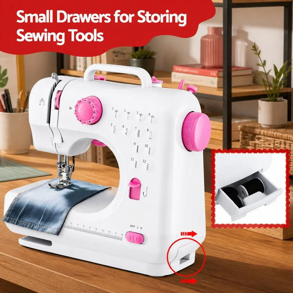 Mini Sewing Machine with 12 Stitches and LED Light