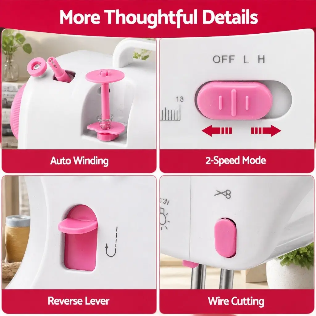 Mini Sewing Machine with 12 Stitches and LED Light