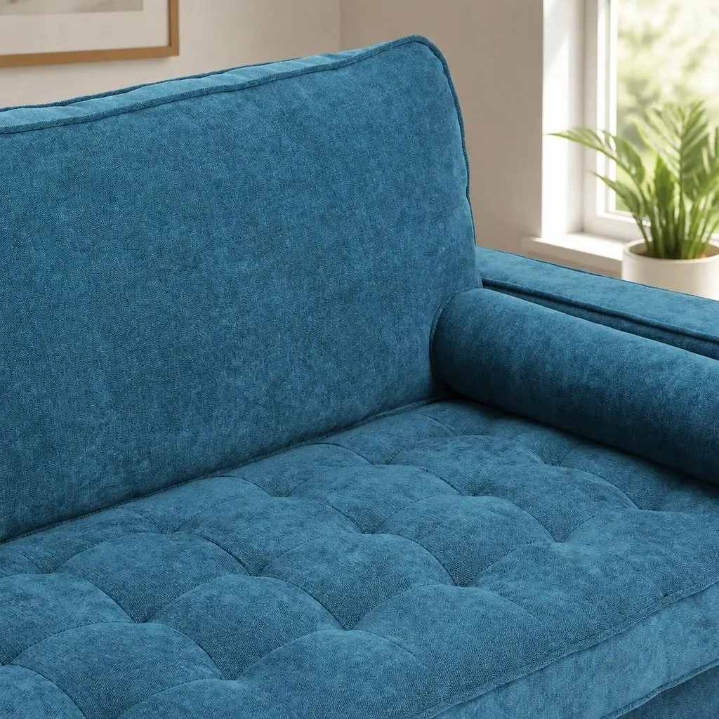 3 Seater Sofa with Bolster Cushions in Blue
