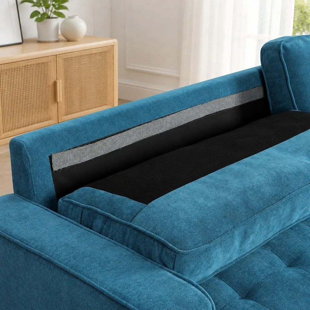 3 Seater Sofa with Bolster Cushions in Blue