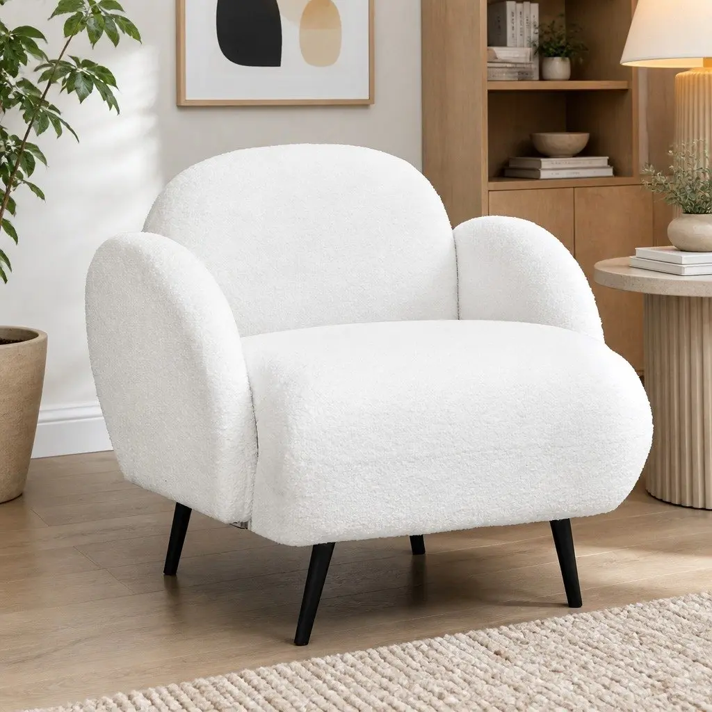 Single Sofa Chair with Plush Fleece Upholstery