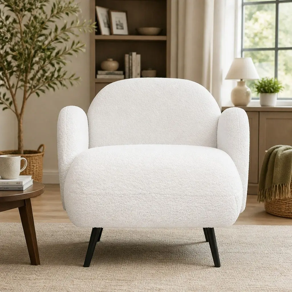 Single Sofa Chair with Plush Fleece Upholstery