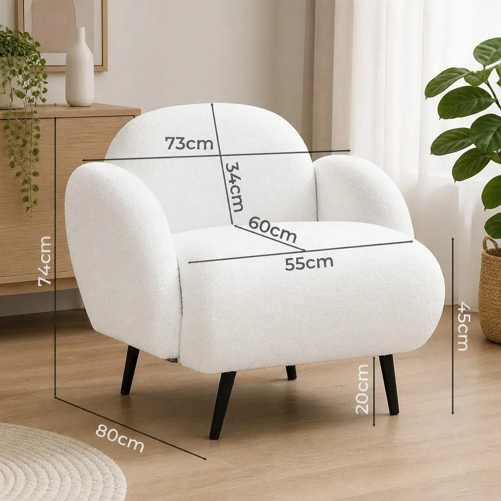 Single Sofa Chair with Plush Fleece Upholstery
