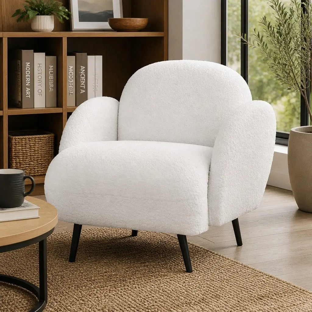 Single Sofa Chair with Plush Fleece Upholstery