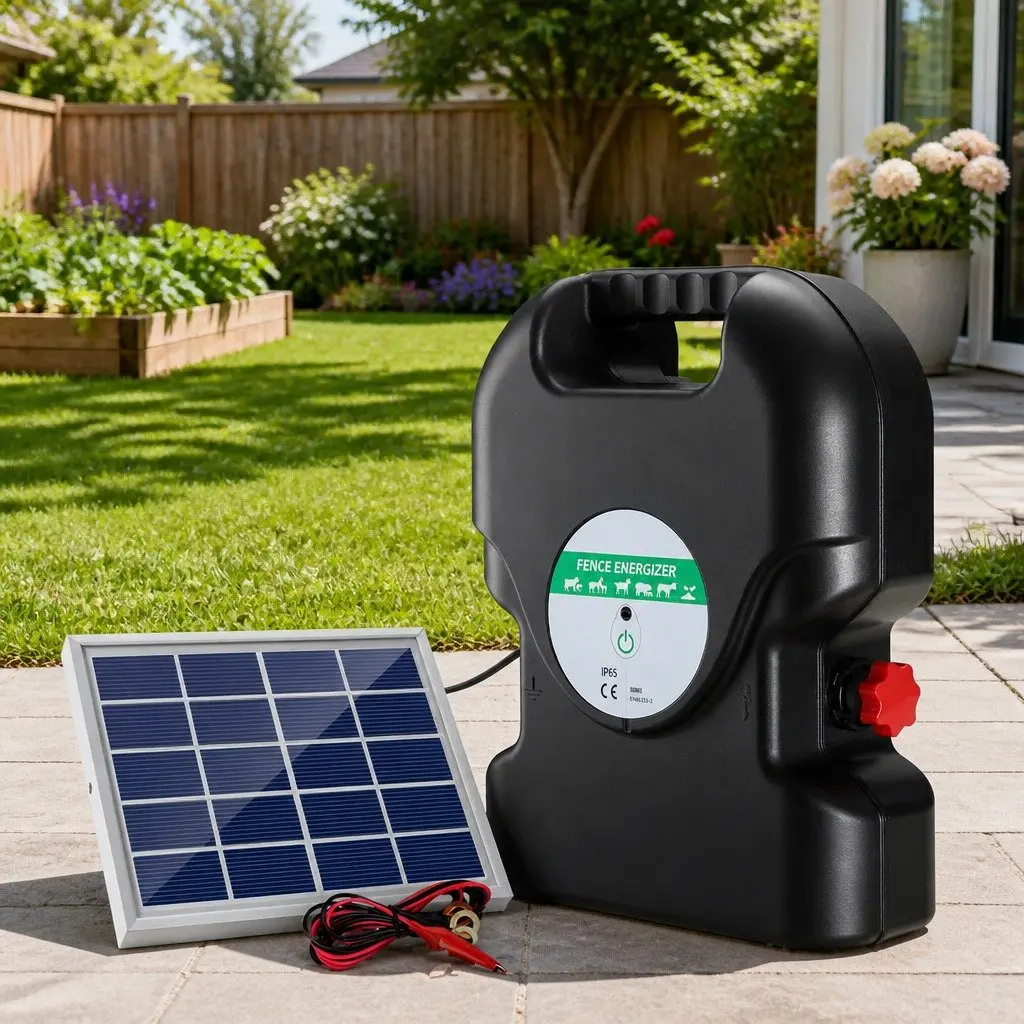Electric Fence Energiser Solar 20km Range 1.2J Black