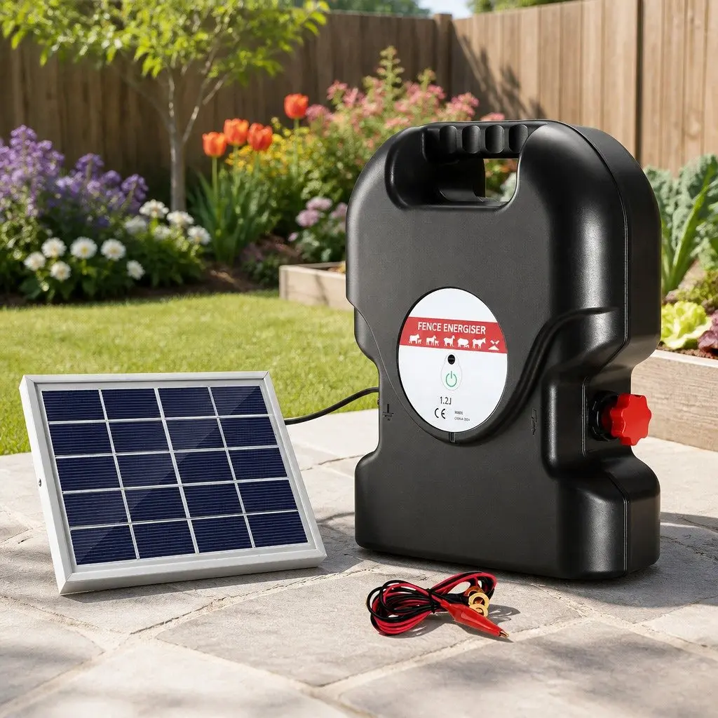 Electric Fence Energiser Solar 20km Range 1.2J Black