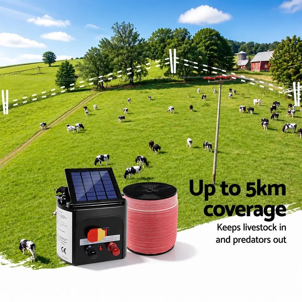 5KM Solar Electric Fence Energiser for Livestock