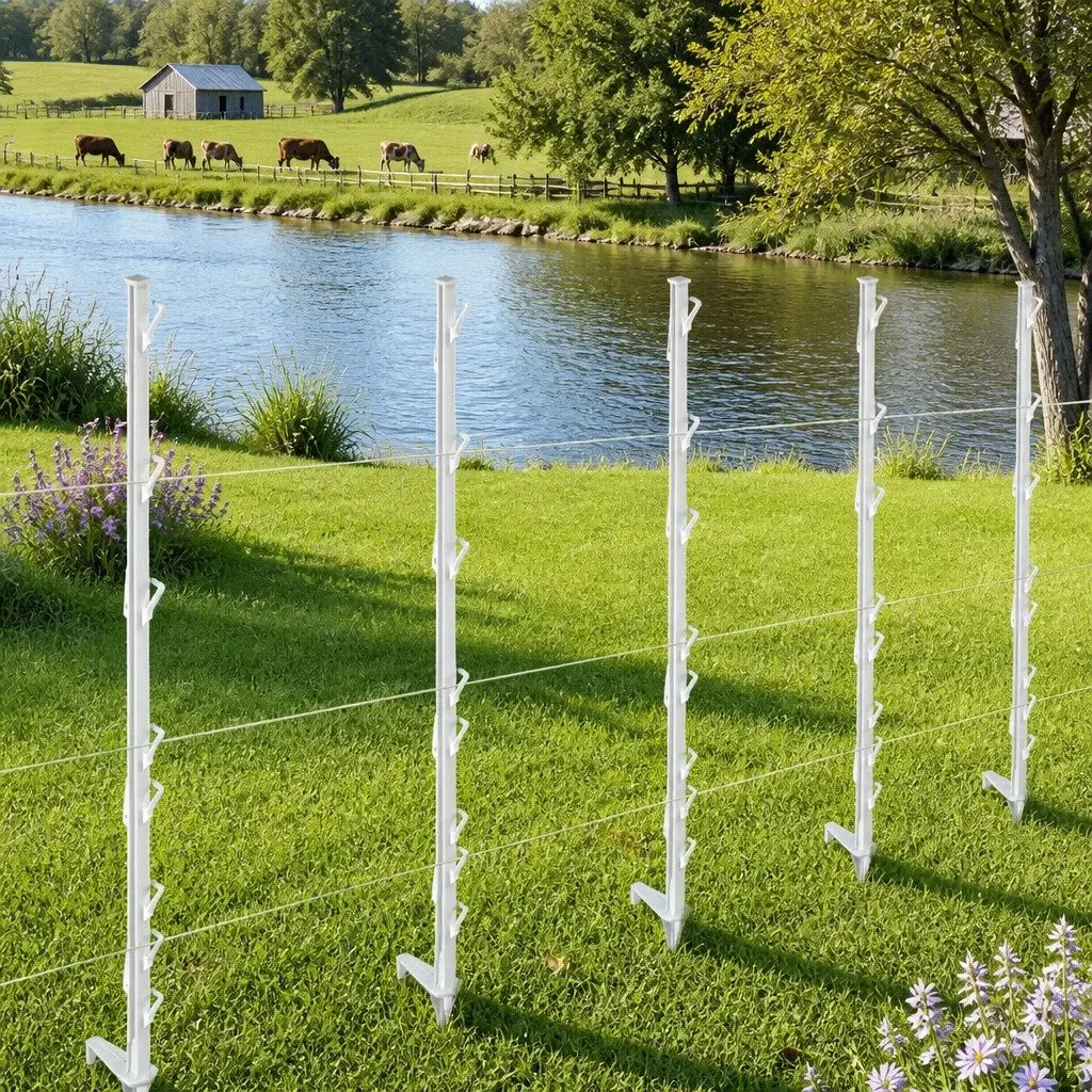 Electric Fence Posts Poly White 106.5cm 20 Piece Farm Temporary Fencing