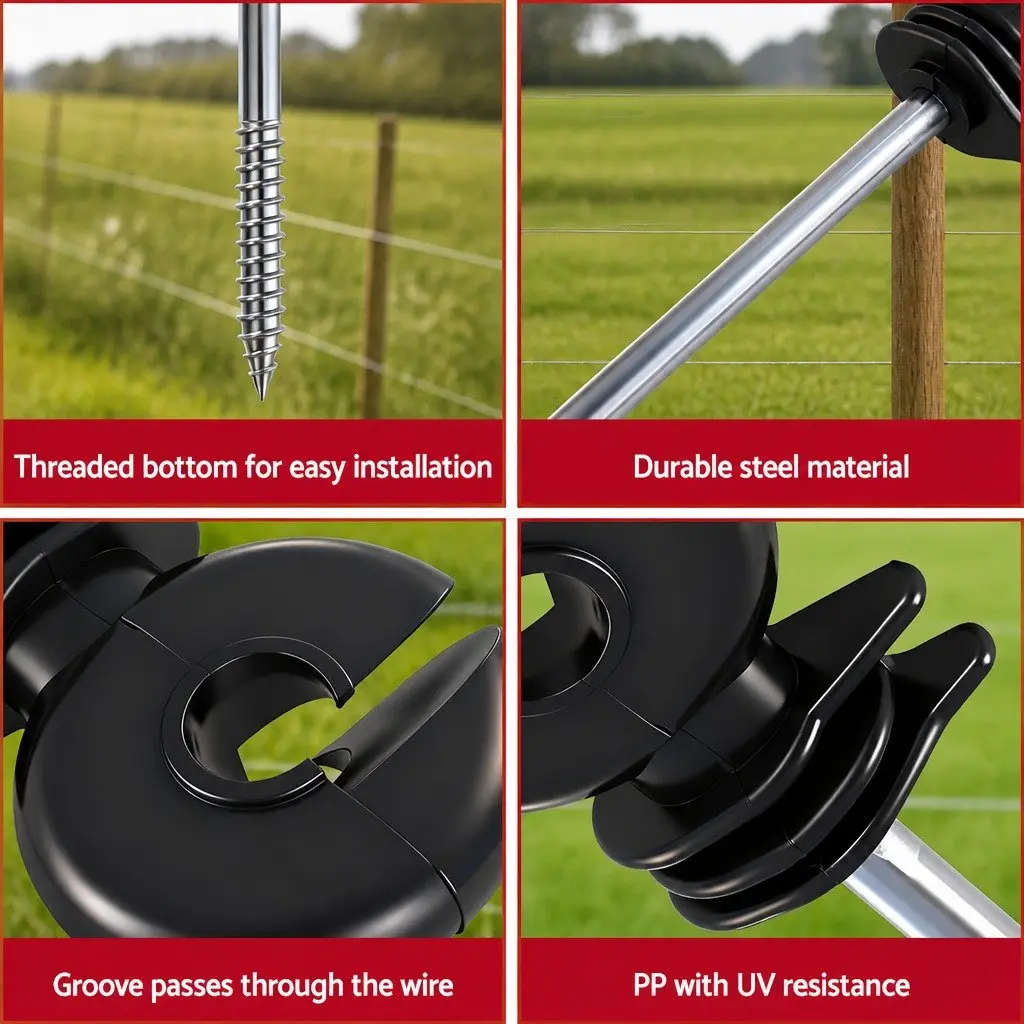 Electric Fence Ring Insulators PP 25cm Black