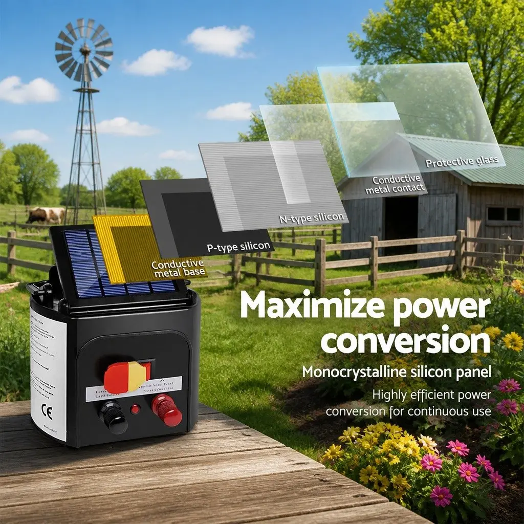 Solar Electric Fence Energiser Monocrystalline Silicon 3km Black