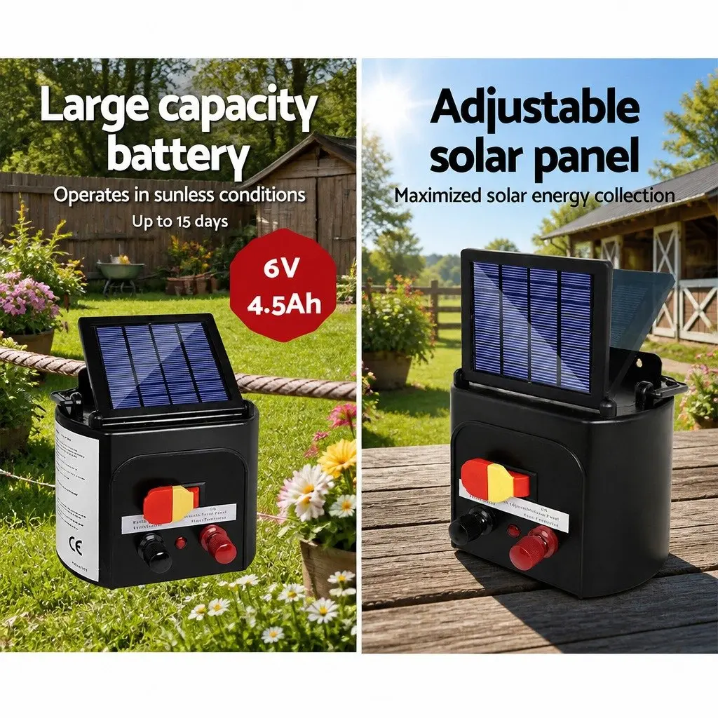Solar Electric Fence Energiser Monocrystalline Silicon 3km Black