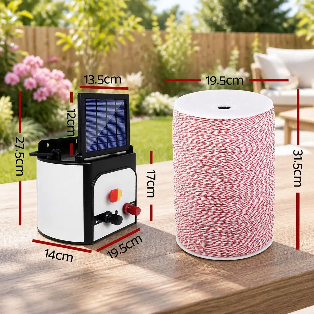 Solar Electric Fence Energiser 8KM Kit