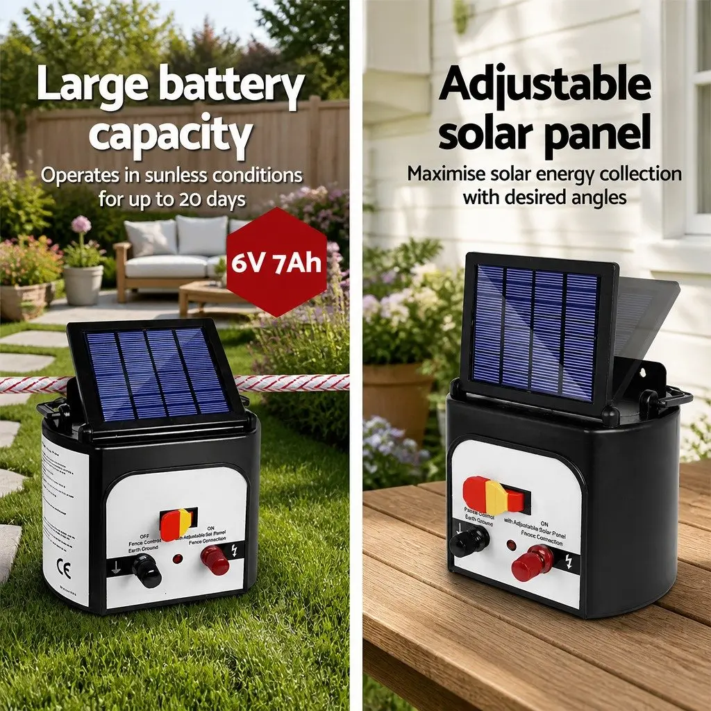 Solar Electric Fence Energiser 8KM Kit
