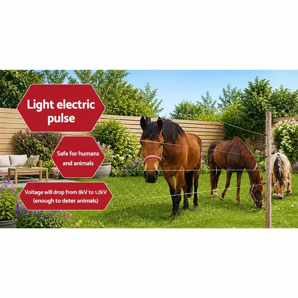 Solar Electric Fence Energiser 8KM Kit