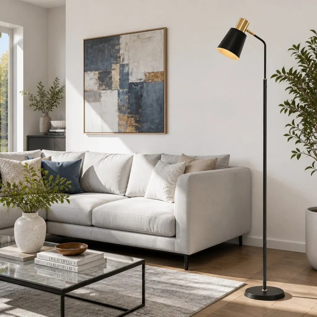 Floor Lamp LED Light Stand Plastic Metal 1.5m Black