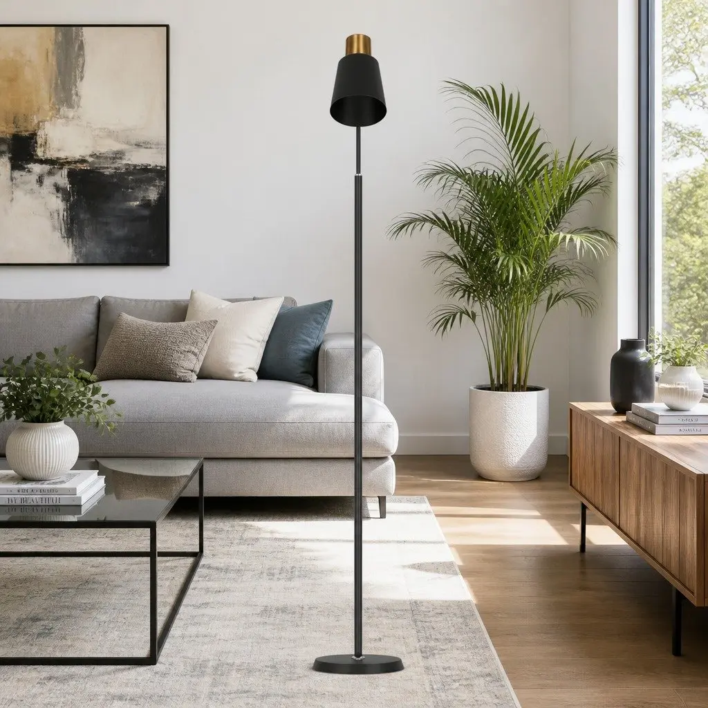Floor Lamp LED Light Stand Plastic Metal 1.5m Black