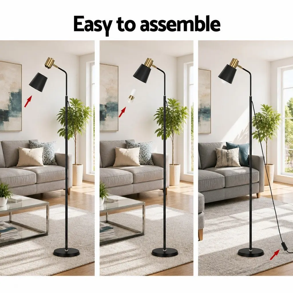 Floor Lamp LED Light Stand Plastic Metal 1.5m Black