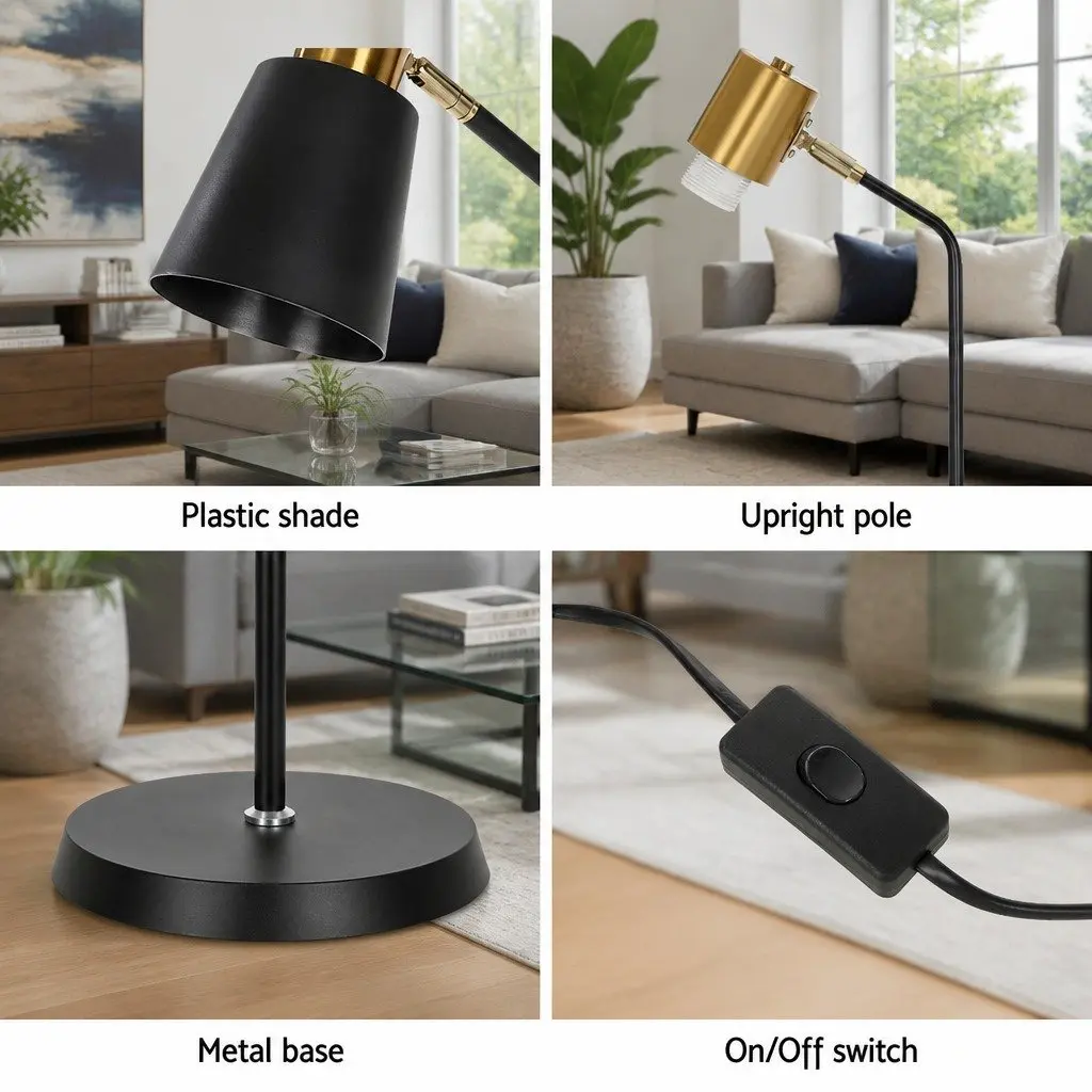 Floor Lamp LED Light Stand Plastic Metal 1.5m Black