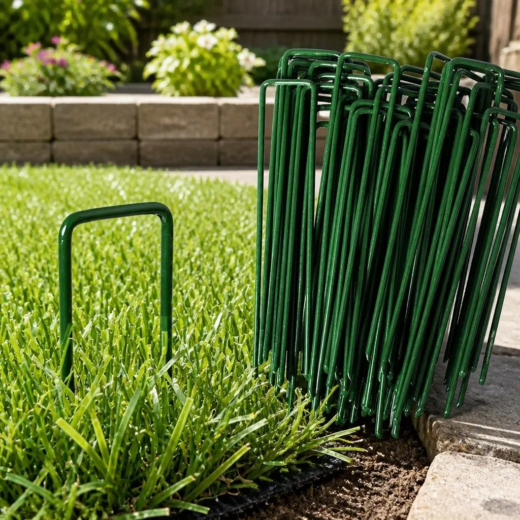 U-Shape Steel Turf Anchors Synthetic Grass Pins Green 150mm Durable Fasteners for Garden Landscape Installation