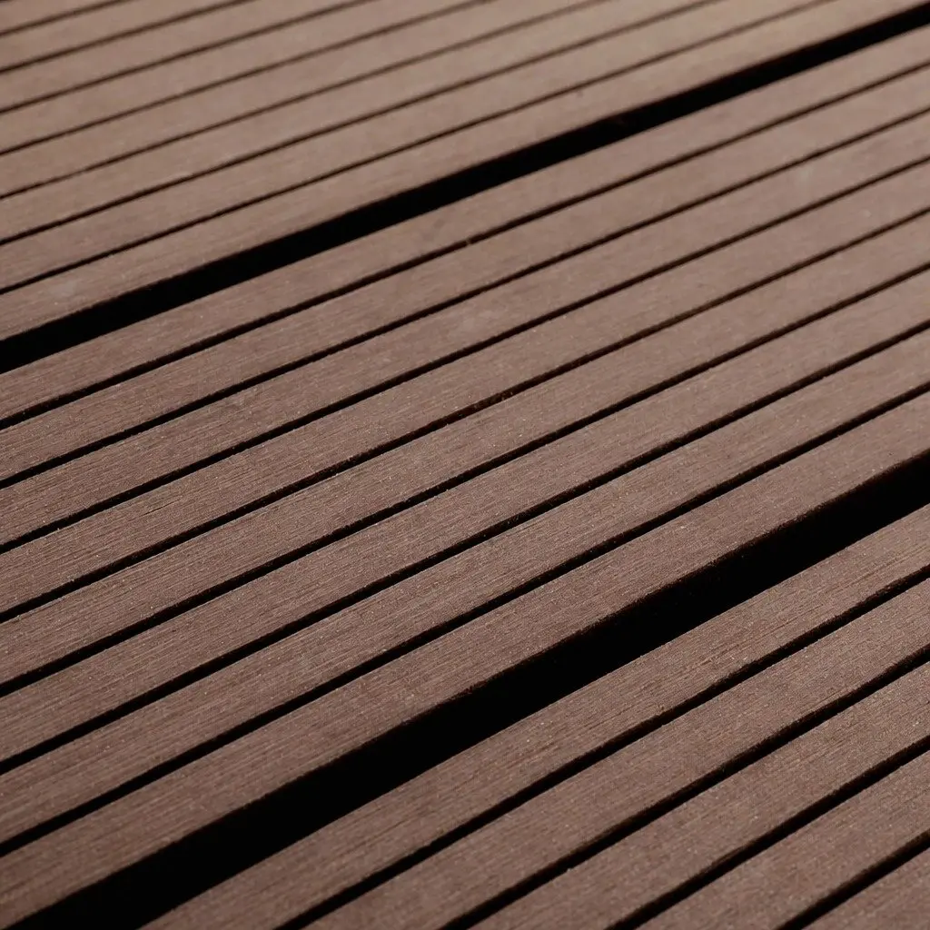 Interlocking Floor Tiles Wood-Plastic Composite 30cm Coffee
