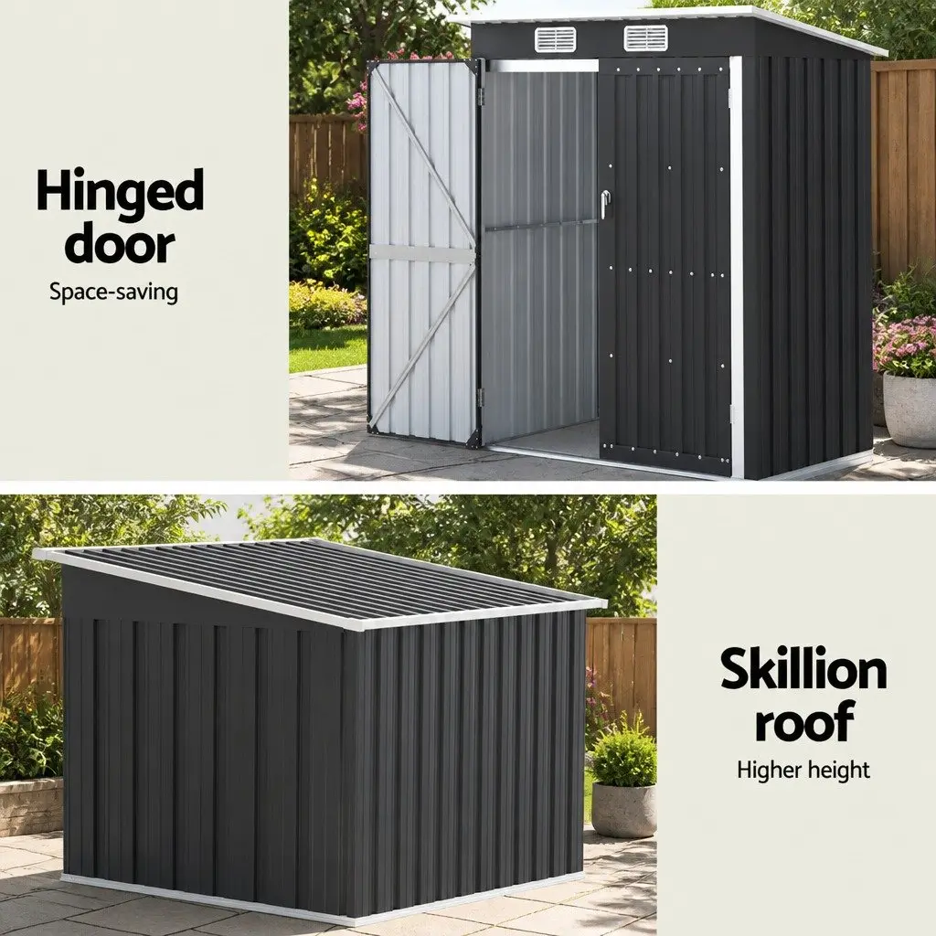 Garden Shed Galvanized Steel 1.62M x 1M Grey Outdoor Storage Workshop Tool House