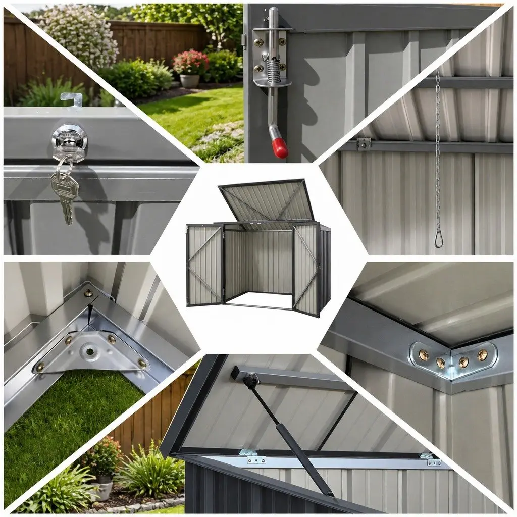 Garden Shed Galvanized Steel Outdoor Storage Enclosure Grey