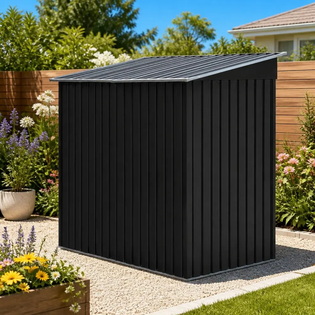 Garden Shed Galvanized Steel 1.94x1.21M Grey Outdoor Storage Workshop Tool Shelter Sliding Door