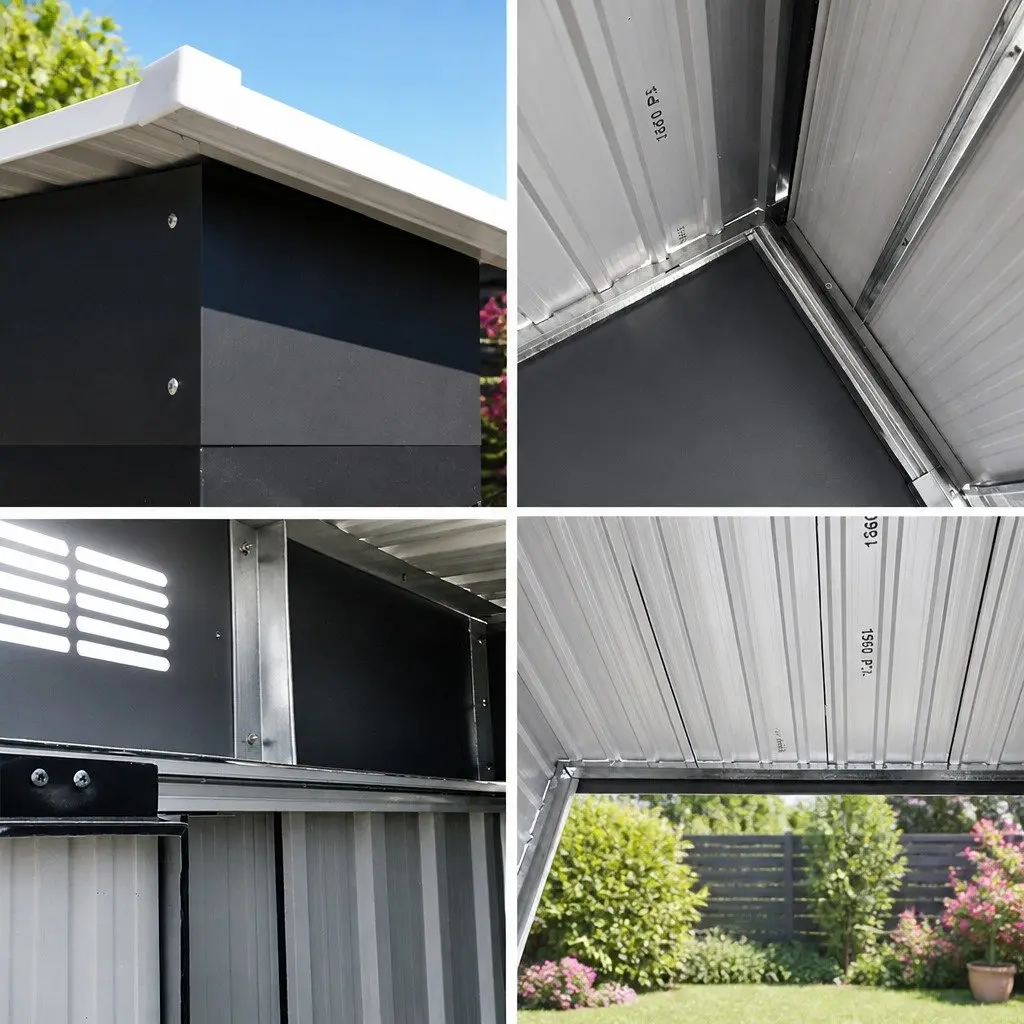 Garden Shed Galvanized Steel 1.94x1.21M Grey Outdoor Storage Workshop Tool Shelter Sliding Door