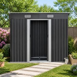 Durable Galvanized Steel Garden Shed with Sliding Door