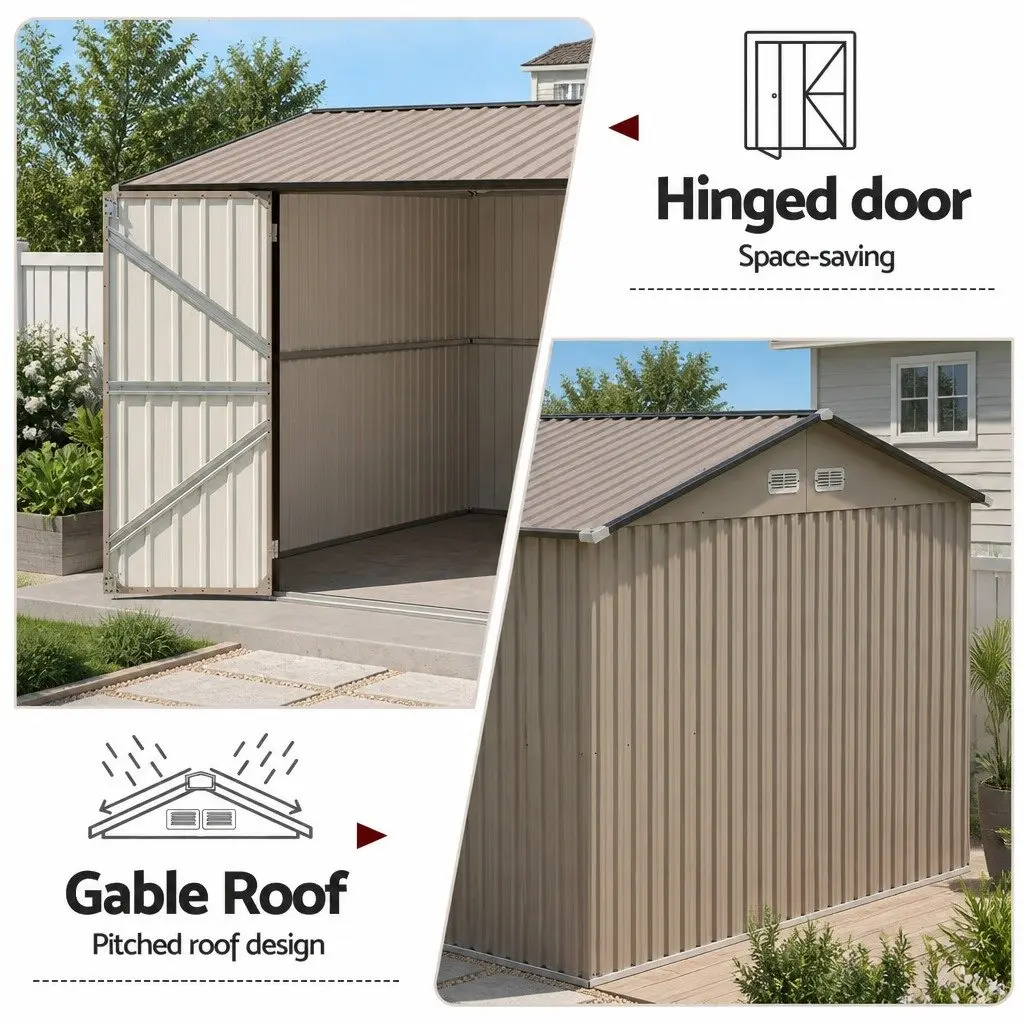 Garden Shed Steel 3X3M Outdoor Storage Brown