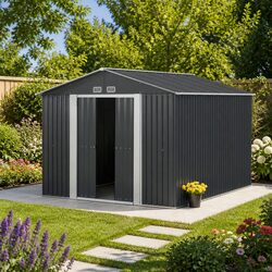 Durable 3x3M Outdoor Storage Shed - Grey