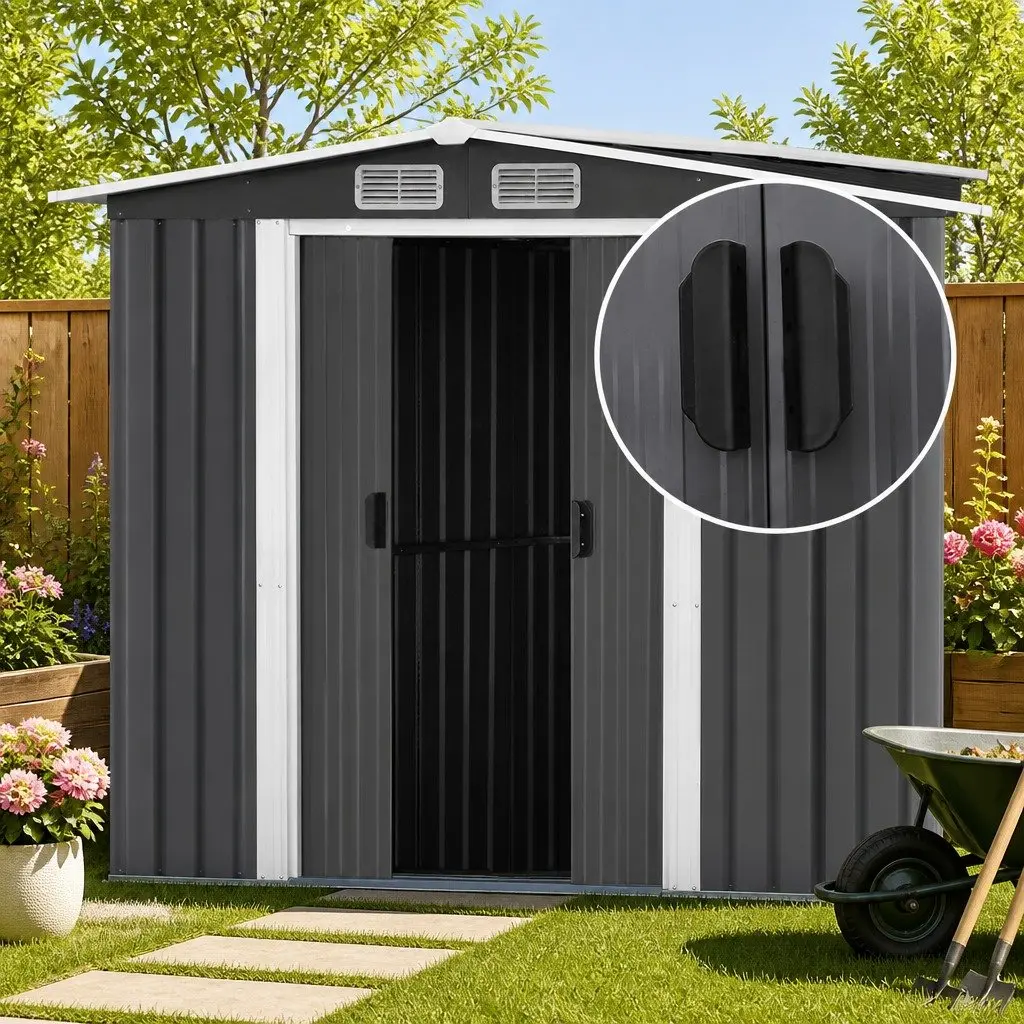 Garden Shed Galvanized Steel 2.6x3.9M Grey Outdoor Storage Workshop Tool Shelter