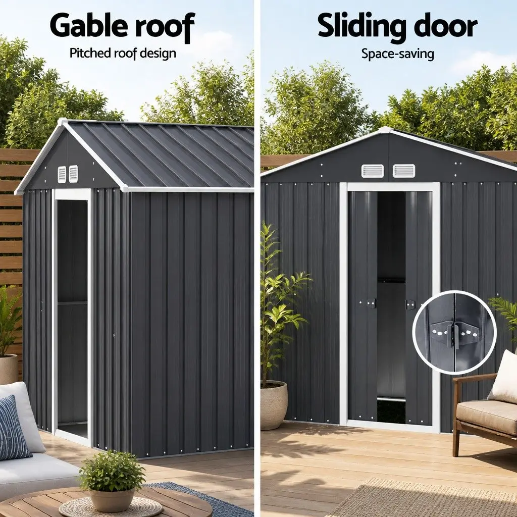 Garden Shed Galvanized Steel Polypropylene 2.15x1.3M Grey