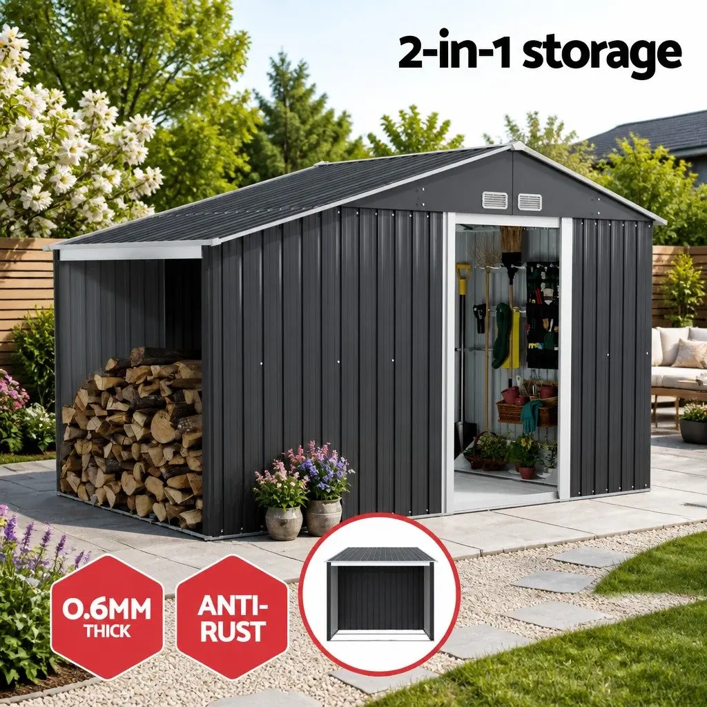 Garden Shed Galvanized Steel Polypropylene 3.22x1.96M Grey