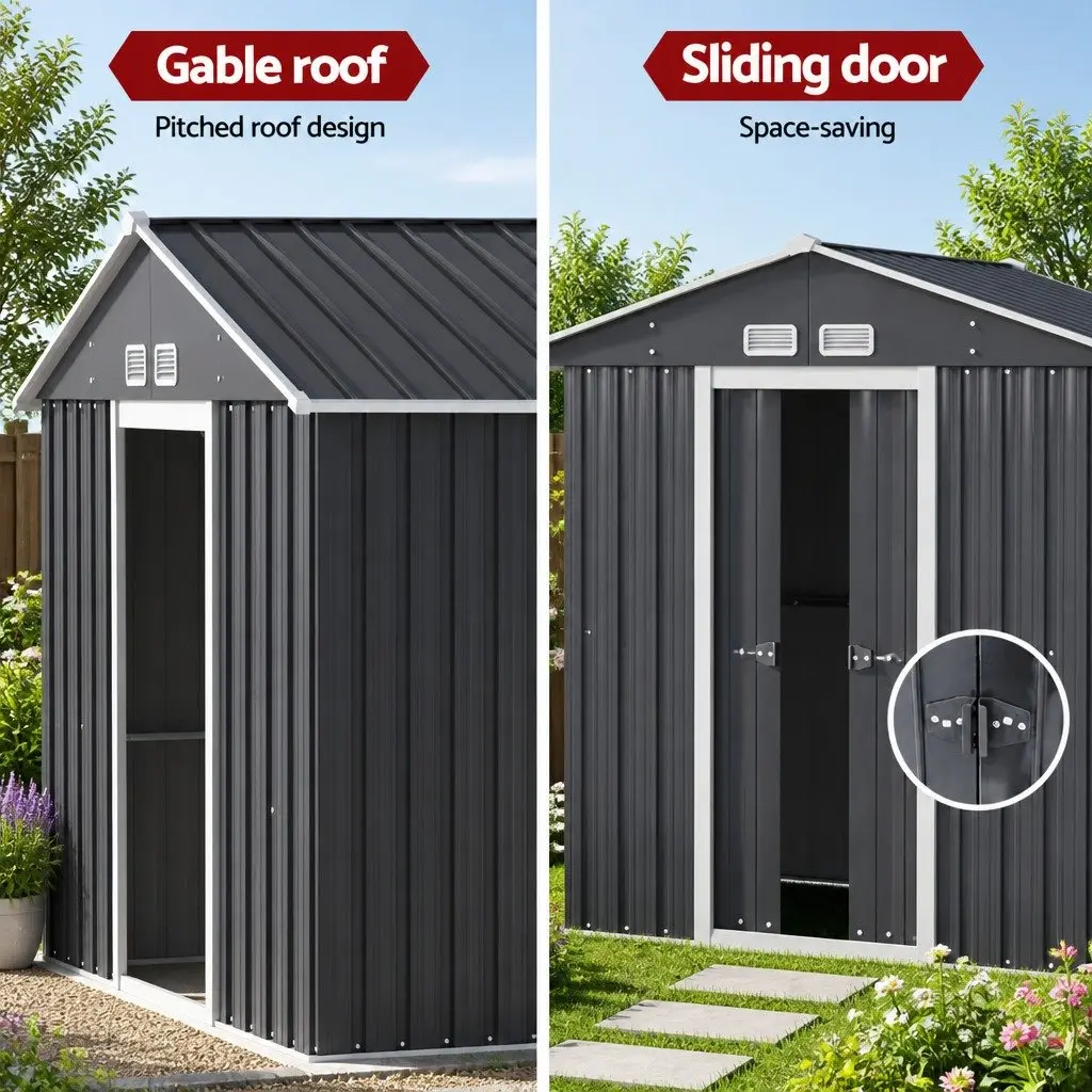 Garden Shed Galvanized Steel Polypropylene 3.22x1.96M Grey