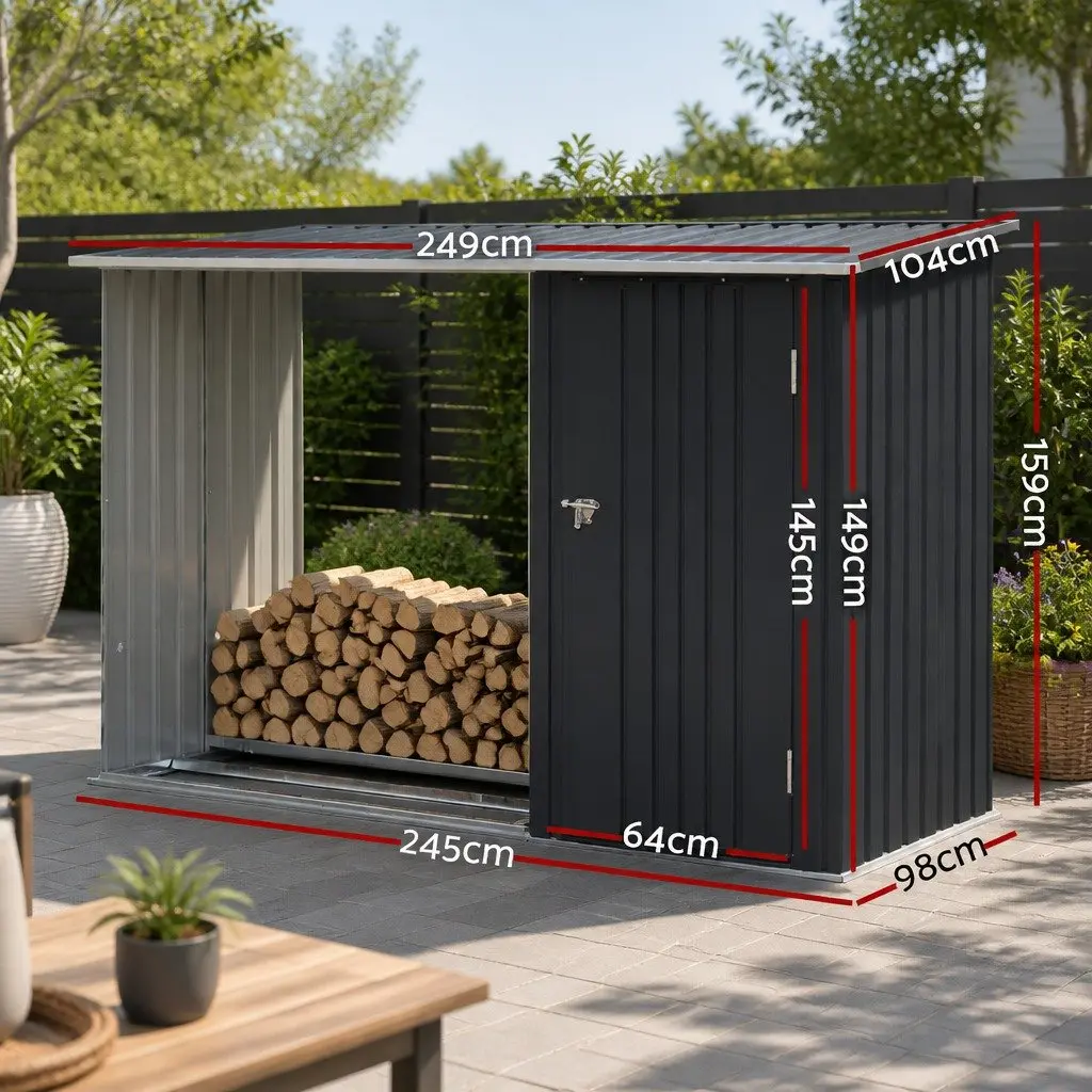 Garden Shed Galvanized Steel 249x104cm Anthracite 2-in-1
