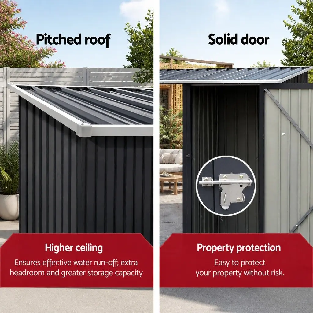 Garden Shed Galvanized Steel 249x104cm Anthracite 2-in-1