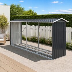 Durable Outdoor Log Rack with Metal Wood Holder 334.5CM