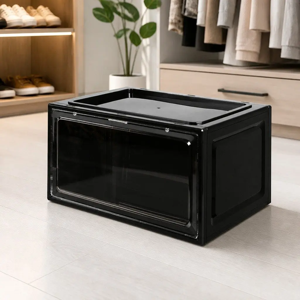 Clear Acrylic Drop Front Shoe Storage Box for Sneaker Display