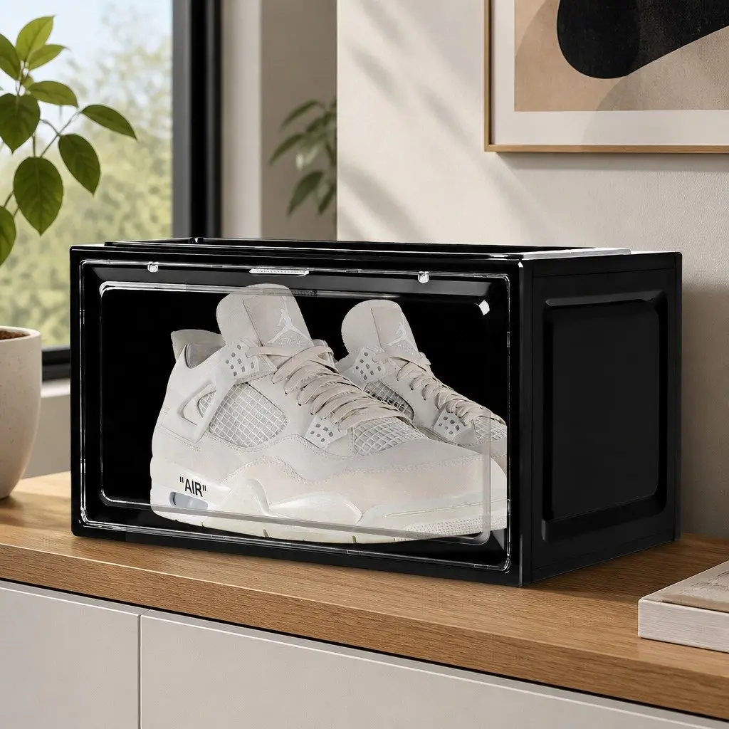 Clear Acrylic Drop Front Shoe Storage Box for Sneaker Display