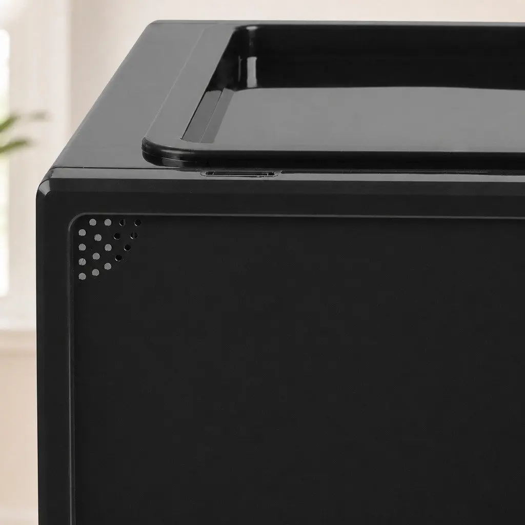Clear Drop Door Stackable Shoe Storage Box 6PC Black