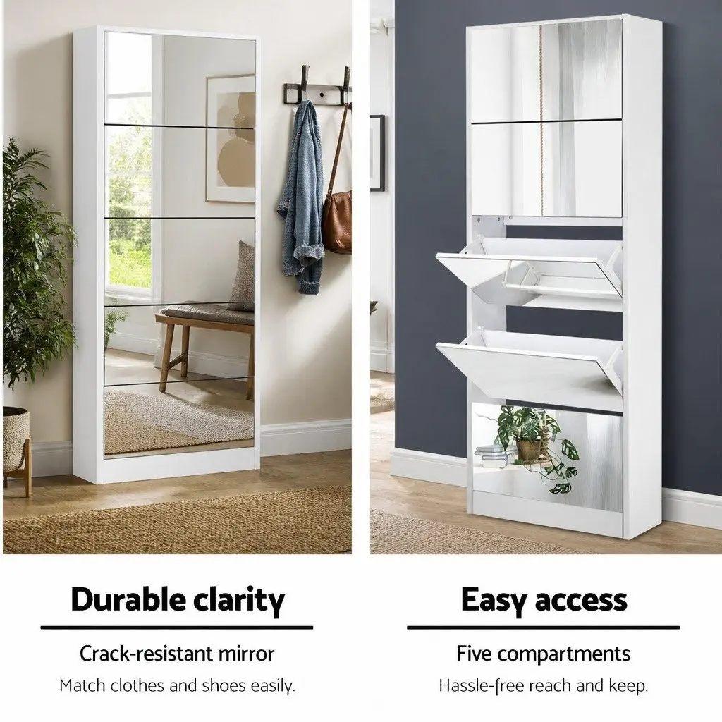 Shoe Storage Cabinet Particle Board 63cm x 17cm x 170cm White