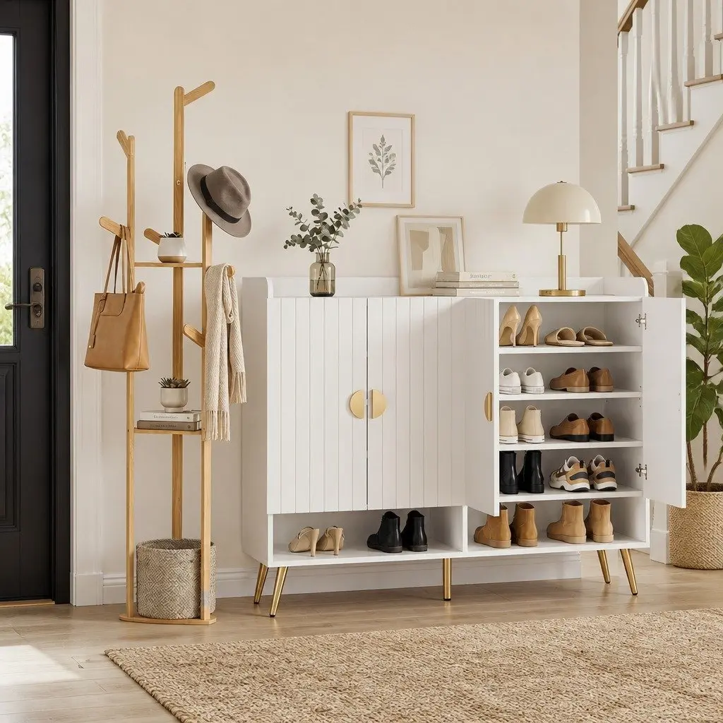 White Pine Shoe Rack and Clothes Organizer Set