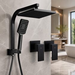 Matte Black 8-Inch Dual Shower Head Set with Handheld Sprayer